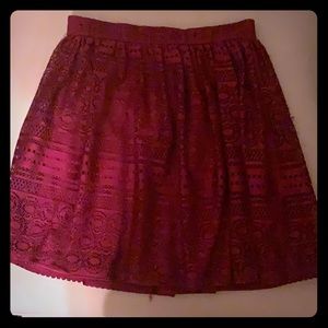 maroon fancy skater skirt